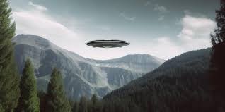 A ufo in the sky above a mountain range | Premium AI-generated image