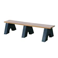 8 Ft Recycled Plastic Bench Without Back 2x4 In Slats Portable By Park Tables