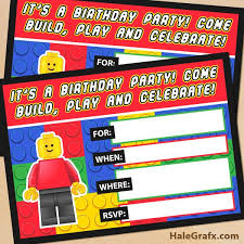 Free Lego Invitation Free Printable Lego Building Blocks Birthday Invitation Lego Party Invitations Lego Birthday Invitations Lego Party Printables