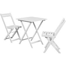 Bistro Table And Chair Set Festnight 3 Piece Outdoor Patio Bistro Set Home Balcony Set With 2 Folding Chairs White Acacia Wood Click O Bistro Furniture Bistro Table Outdoor Bistro Set