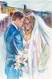 Wedding Anniversary Gift Personalized Gifts Custom Portrait Etsy Wedding Illustration Drawings Wedding Painting Custom Portrait Wedding