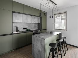 Moss Green Color Dominate Decor At This Lithuanian Apartment By Interdio Modern Kitchen Colours Interior Design Kitchen Modern Kitchen