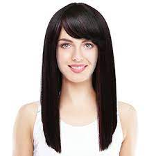 If you've straightened your natural locks in the past, you know how much work that entails. Silky Straight Wig With Bangs Natural Looking Medium Length Blunt Cut Ninthavenue Europe