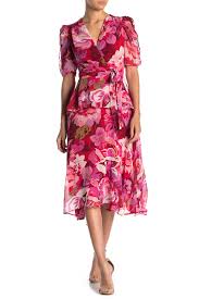 Gabby Skye Ruched Short Sleeve Floral Chiffon Dress Regular Plus Size Hautelook