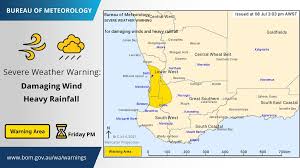 This is perth's wettest start to july since 1965, with rain throughout southwest wa above average so far this year. Bureau Of Meteorology Western Australia On Twitter Severe Weather Warning Has Been Issued For Damaging Winds And Heavy Rainfall From Friday July 9 Afternoon For People In Parts Of Lower West South