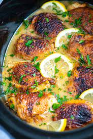 Ultimate Slow Cooker Lemon Chicken Thighs Recipe Slow Cooker Lemon Chicken Chicken Slow Cooker Recipes Slow Cooker Chicken Thighs