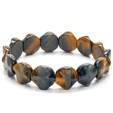 Blue and yellow tiger eye minimal charm bracelet. Kalifano Blue And Yellow Tiger Eye Gemstone Bracelet For Sale