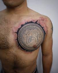 Sensuous tattoo designs for women's breast: 3d Man Tattoo On Chest Id 181