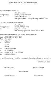 Surat kuasa pengambilan bpkb atau surat kuasa pengambilan stnk sebenarnya memiliki format yang sama. 16 Contoh Surat Kuasa Pengambilan Bpkb Motor Mobil Contoh Surat