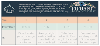 Piphany Size Guides Uniquely Fleek