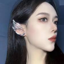 Fashion Punk Butterfly Elf Ear Clip Trendy Design Liquid Metal Wing Ear  Cuff Stud Piercing Earrings for Women Girls Jewelry