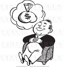 Black And White Bag Clip Art Images Happy Retro Man Dreaming About A Big Bag Of Money Black And White Man Abraham Hicks Clip Art