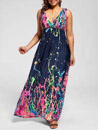 Sleeveless Empire Waist Plus Size Splatter Print Dress Plus Size Maxi Dresses Maxi Dress Modest Maxi Dress