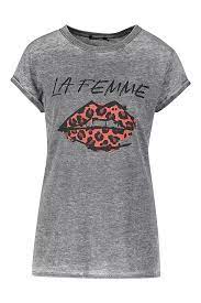 La Femme Lips Acid Wash T Shirt Boohoo