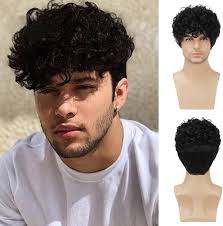 Amazon.com: Daiaces Mens Curly Wigs Black Short Wig Synthetic Heat  Resistant Costume Wig Mens Daily Cosplay Party Halloween : Clothing, Shoes  & Jewelry