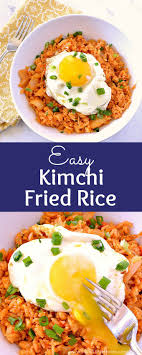 Easy Kimchi Fried Rice Recipe Learn How To Make A Simple Korean Fried Rice That S Vegetarian And Vegan Kimchi Fried Rice Spicy Recipes Veggie Recipes Healthy