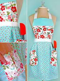 Very pretty blue stripe and floral ruffled apron set for mommy and girl. 52 Trending Crafts To Make And Sell Vintage Apron Pattern Sewing Aprons Aprons Vintage
