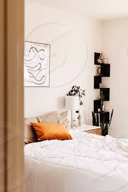 Landscape quilts abstract landscape landscape paintings wallis art floral fine art amerika pond painting lily pond painting inspiration. Home House Apartment Bed Bedroom White Bright Clean Orange Abstract Painting Decor Interior Modern Bohemian Trendy Minimalist Minimalism By Adrianne Haskins Photo Stock Snapwire