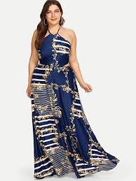 We've found dresses that will solve all of your summer wedding wardrobe woes add wedges to this smocked dress for a morning wedding and pair it with sandals to wear all summer. Plus Ornate Print Halter Dress Shein Sheinside Printed Halter Dress Dresses Maxi Dress Party