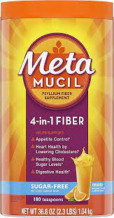 Amazon Com Metamucil Suplemento De Fibra En Polvo De Cascara De Psyllium A Base De Plantas Sin Azucar 4 En 1 Fibra Para Salud Digestiva Sabor Naranja 180 Cucharaditas Polvo De Fibra De