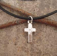 Boys Small Cross Necklace Hammered Sterling Silver Cross Necklace First Communion Boys Cross Necklace Communion Gifts Boys Sterling Silver Cross Necklace