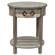 22 Distressed Weathered Wood Accent Side End Table Rustic Ocean Beach Decor Round Accent Table Wood Accent Table Coastal Living Room Furniture