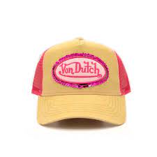 This Classic Snapback Trucker Hat By Von Dutch Features Pink Sequins With The Iconic Logo Patch On Front Pink Breathable Mesh Pink Sequin Trucker Trendy Caps