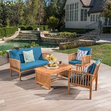 Best Selling Home Carolina Acacia Wood 4 Piece Patio Conversation Set In 2020 Teak Outdoor Furniture Conversation Set Patio Patio Furniture For Sale
