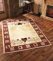 Area Rug Hearts Berries Country Rustic Primitive Cabin Farm Burgundy 63 X 90 Primitive Decorating Country Country House Decor Primitive Decorating