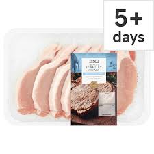 A combination of softened butter and brown sugar spread over the chops. Tesco Thin Cut Pork Loin Steaks 600g Tesco Groceries