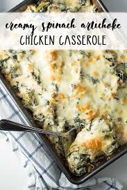 Creamy Spinach Artichoke Chicken Casserole Recipe Recipes Using Rotisserie Chicken Spinach Artichoke Chicken Chicken Recipes Casserole