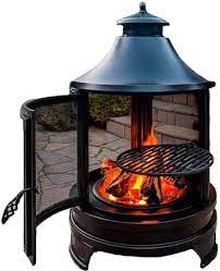 The fire pit has a. Outdoor Wood Burning Round Cooking Patio Fire Pit Amazon Ca Home Kitchen