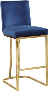 Some bar chairs are able to rotating and others are fixed. Amazon Com Meridian Furniture Heidi Collection Modern Contemporary Velvet Upholstered Counter Stool With Polished Gold Metal Legs 16 W X 19 5 D X 36 5 H Navy Furniture Decor