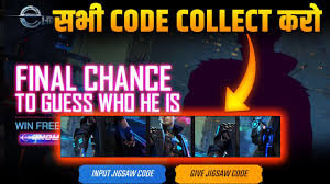 Rewards or free fire codes provided by garena for their communities like instagram or facebook and also through youtubers, streamers and influencers. Final Chance To Collect All Jigsaw Code In Free Fire Guess The Ambassador 3rd No Code Input Name Youtube