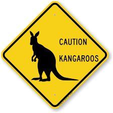 Kangaroo Sign Caution Kangaroos Crossing Sign Slow Down Sku K2 0291 Crossing Sign Kangaroo Animal Crossing
