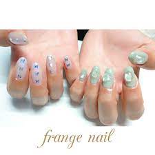 夏 ハンド ホログラム ホワイト グリーン frange nailのネイルデザイン no 5403744 ネイルブック ネイル ネイルデザイン デザイン