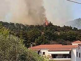 Φωτιά ξέσπασε στις 2 το μεσημέρι σε δασική περιοχή στην βόρεια εύβοια. Megalh Fwtia Sthn Eyboia Apeilei Spitia Ta Nea