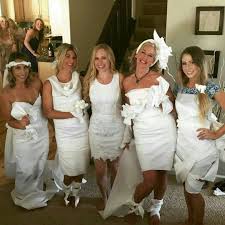 The Finished Product Of The Toilet Paper Wedding Dress Game Bridal Bachelorette Party Toilet Paper Wedding Dress Bridal Shower Dress