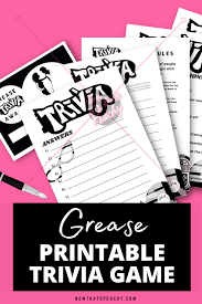 Double trivia questions on this puzzle! Grease Movie 1950s Theme Party Printables Editable Pdfs Now Thats Peachy