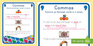 Focus is on items in a series. First Grade Commas In A Series Poster Teacher Made