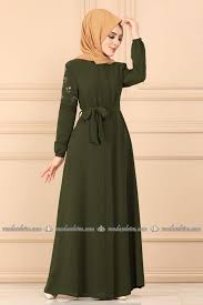 Modaselvim Ferace Kollari Nakisli Ferace Ays2316 Haki High Neck Dress Long Sleeve Dress Dresses With Sleeves