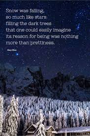 Mary Oliver Snow Was Falling So Much Like Stars Filling The Dark Trees That One Could Easily Imag Snow Quotes Mary Oliver Winter Solstice Quotes