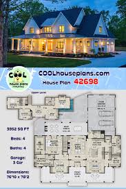 Home/house design, house plans/4 bedroom farmhouse plan with wraparound porch. Traditional Style House Plan 42698 With 4 Bed 4 Bath 3 Car Garage Modern Farmhouse Plans House Plans Farmhouse Family House Plans