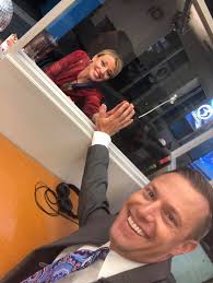 With the new germ-shields they installed between our desks, I feel like  Nicole Nalepa is visiting me in prison after the show!