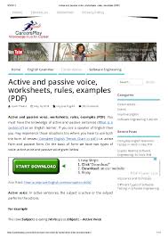 Pdf Active And Passive Voice Worksheets Rules Examples