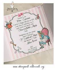 Inviti Prima Comunione Bimba Alice Nel Paese Delle Meraviglie Www Decoriperte Altervista Org Prima Comunione Comunione Bomboniera