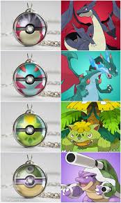 Pkmn Kanto Starter Themed Pokeball Pendants Pokemon Anime Cool Pokemon
