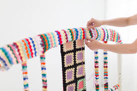 You can make this fabric headboard for any size bed. How To Yarn Bomb A Headboard