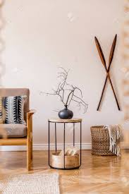 5 out of 5 stars. Interior Design Of Living Room With Stylish Brown Wooden Sofa Stock Photo Picture And Royalty Free Image Image 154408593