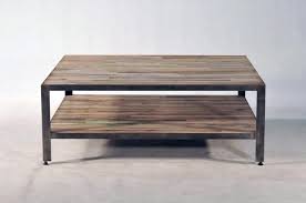 Table Basse Carree De Style Industriel Bois Brut Et Metal